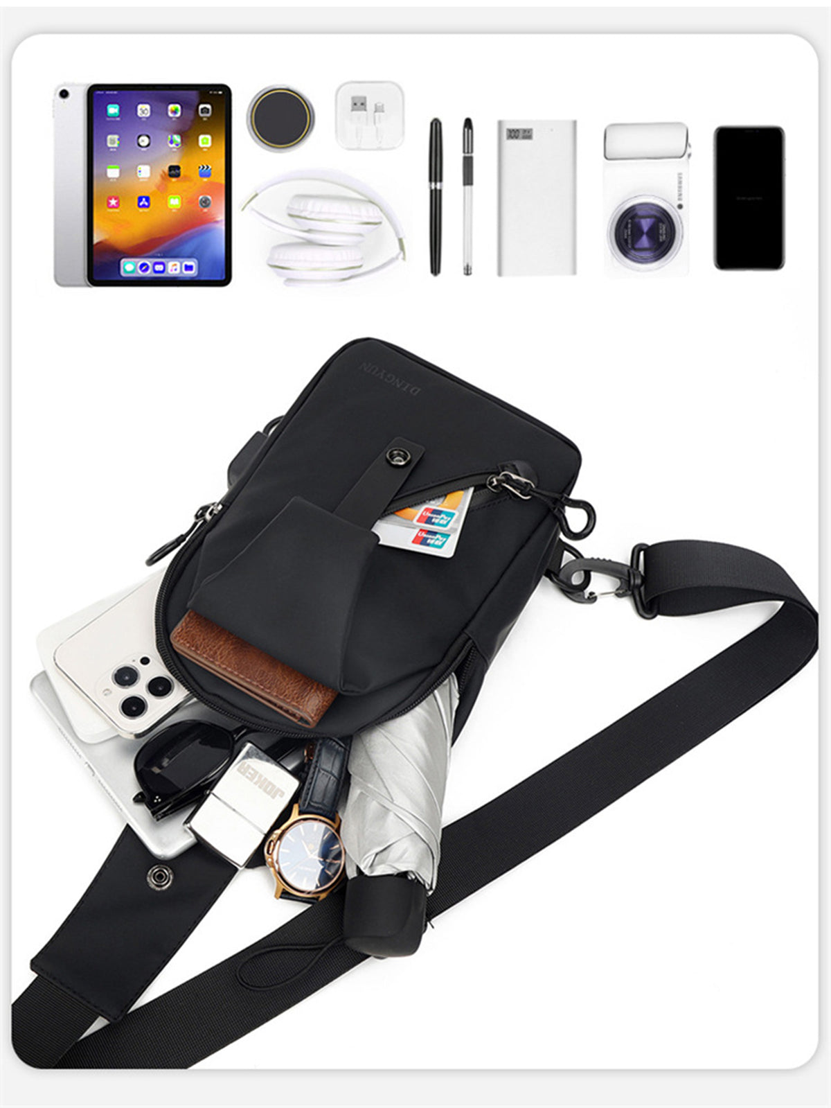 Sling Crossbody Backpack With USB Charger Shoulder Bag