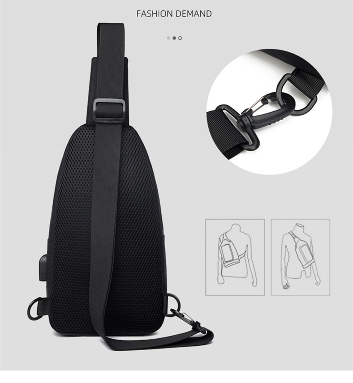 Sling Crossbody Backpack With USB Charger Shoulder Bag
