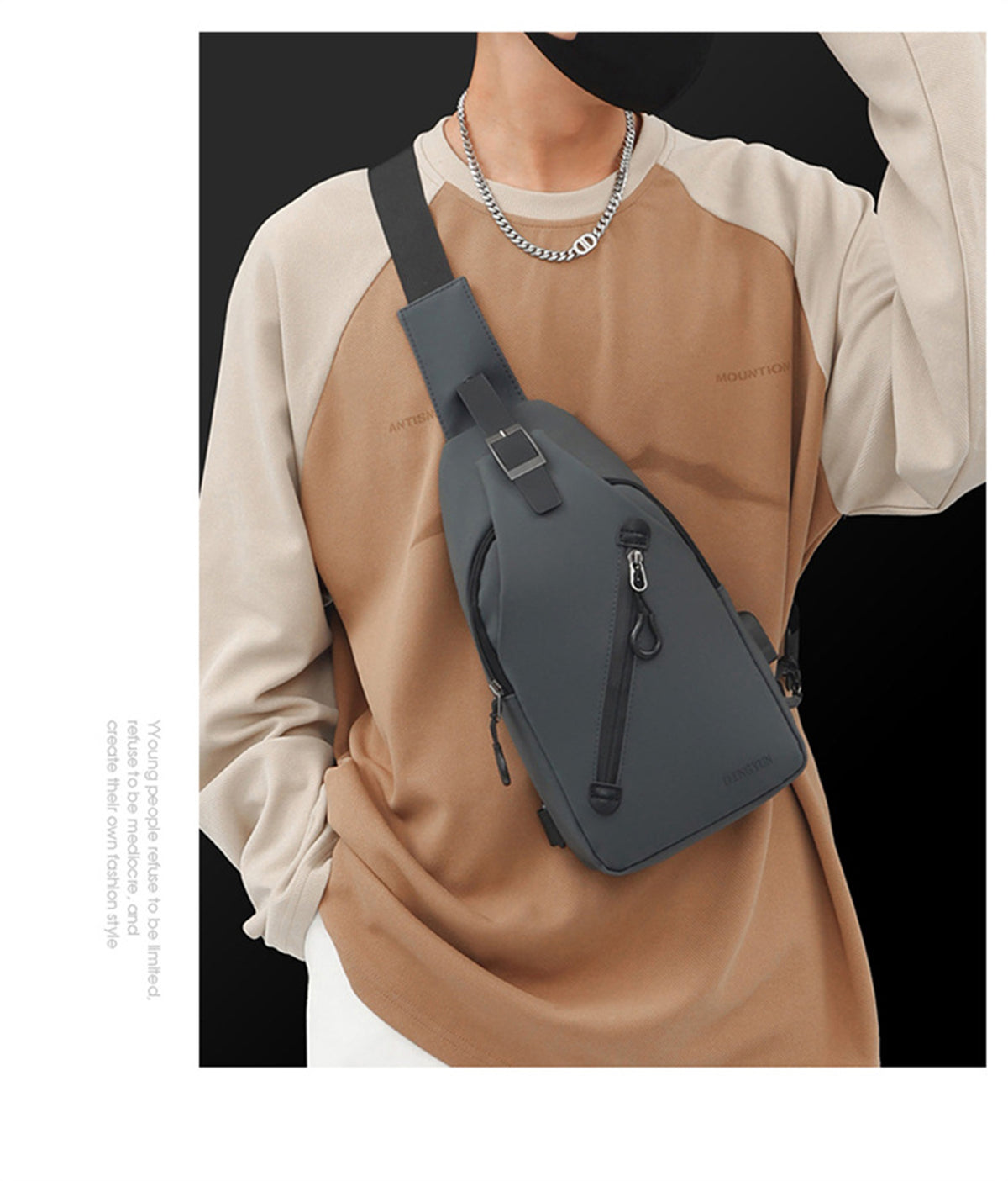 Sling Crossbody Backpack With USB Charger Shoulder Bag