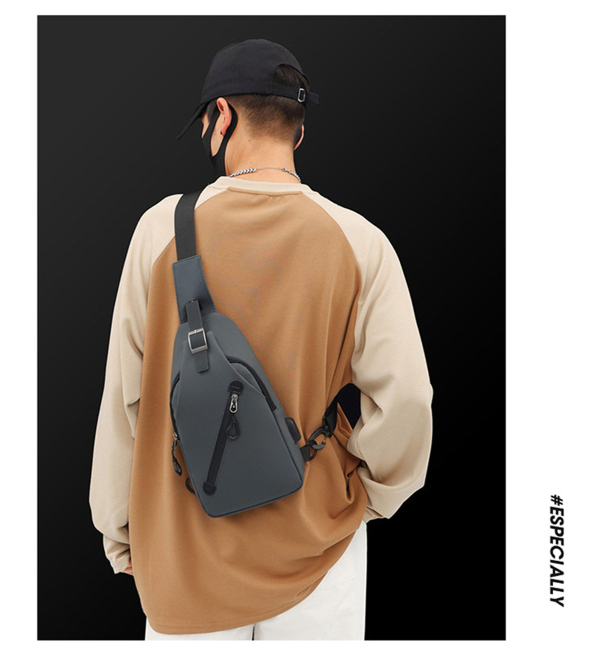 Sling Crossbody Backpack With USB Charger Shoulder Bag