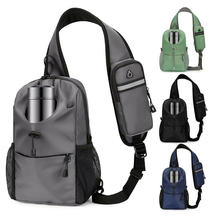 Men's Nylon Sling Bag Chest Shoulder Backpack Crossbody Bag with Cellphone Pouch