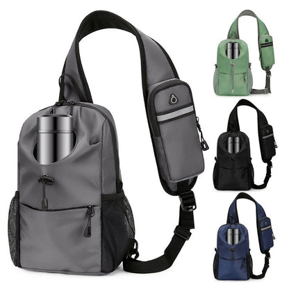 Men's Nylon Sling Bag Chest Shoulder Backpack Crossbody Bag with Cellphone Pouch