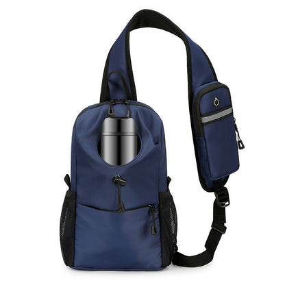 Men's Nylon Sling Bag Chest Shoulder Backpack Crossbody Bag with Cellphone Pouch