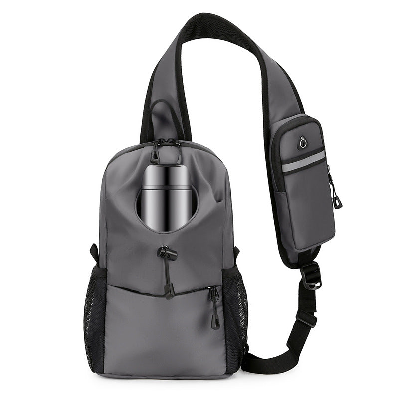 Men's Nylon Sling Bag Chest Shoulder Backpack Crossbody Bag with Cellphone Pouch