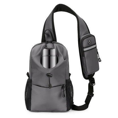 Men's Nylon Sling Bag Chest Shoulder Backpack Crossbody Bag with Cellphone Pouch