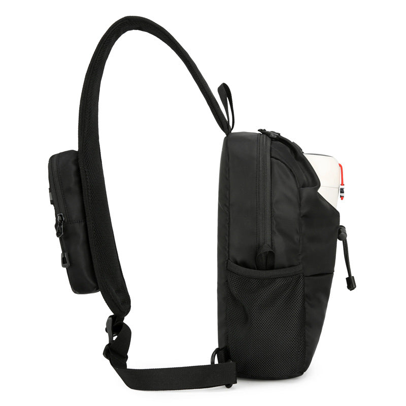 Men's Nylon Sling Bag Chest Shoulder Backpack Crossbody Bag with Cellphone Pouch