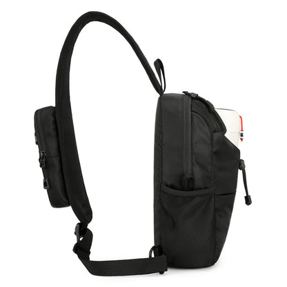 Men's Nylon Sling Bag Chest Shoulder Backpack Crossbody Bag with Cellphone Pouch