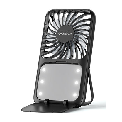 Portable 3 Speed Lash Fan Makeup Mirror with LED Light