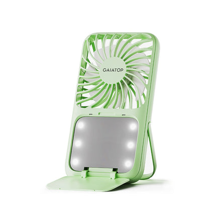Portable 3 Speed Lash Fan Makeup Mirror with LED Light