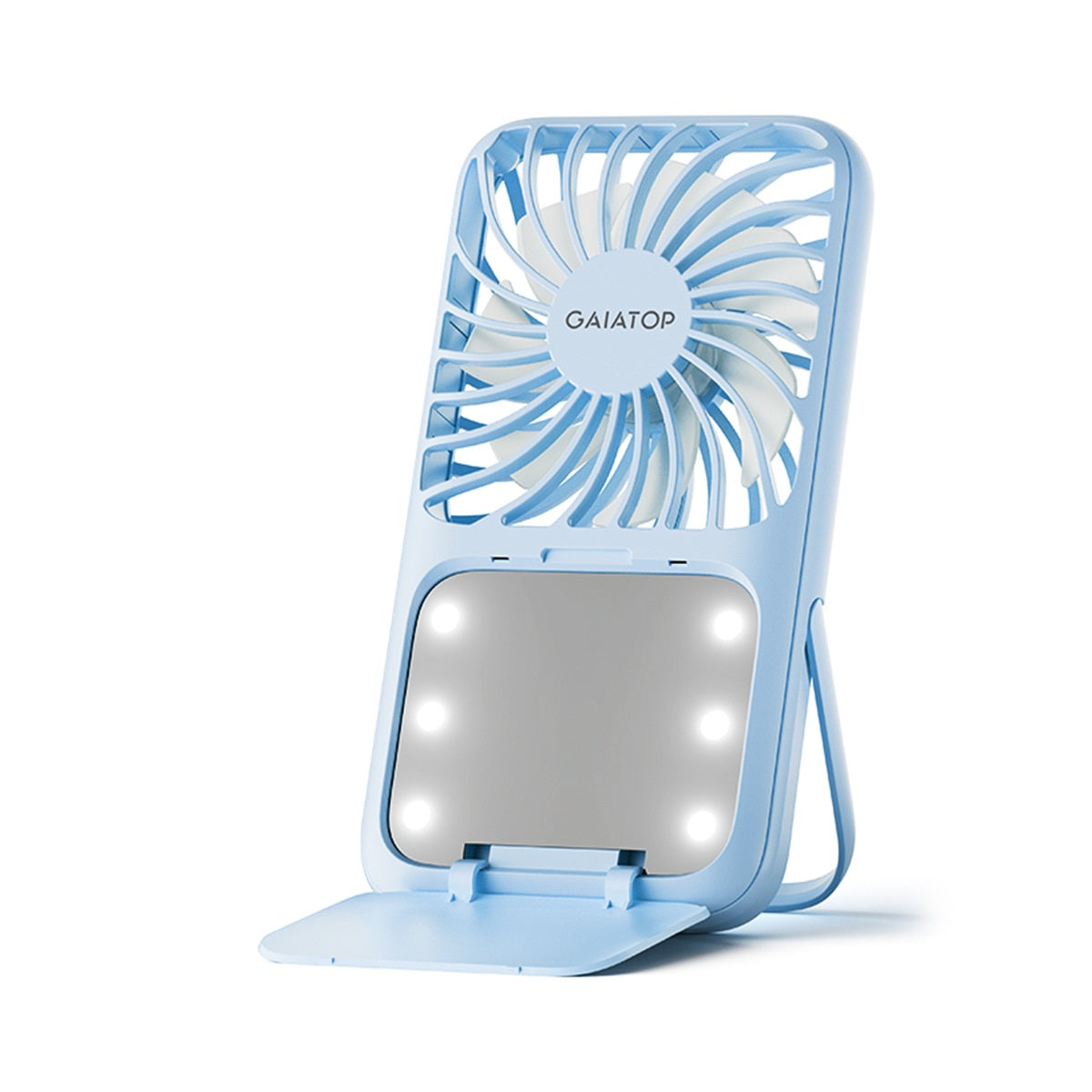Portable 3 Speed Lash Fan Makeup Mirror with LED Light