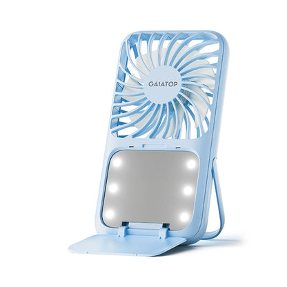Portable 3 Speed Lash Fan Makeup Mirror with LED Light