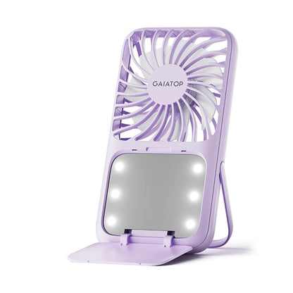 Portable 3 Speed Lash Fan Makeup Mirror with LED Light