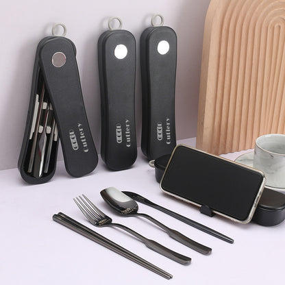 Portable 304 Stainless Steel Knife Fork Chopsticks and Spoon 4 Sets