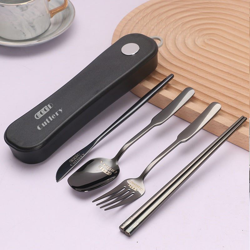 Portable 304 Stainless Steel Knife Fork Chopsticks and Spoon 4 Sets