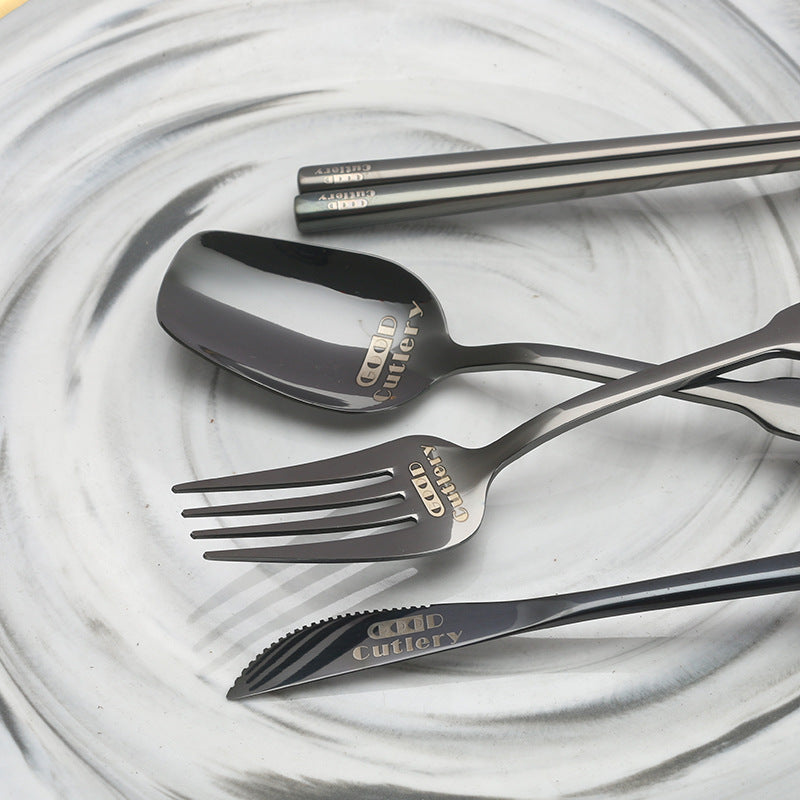 Portable 304 Stainless Steel Knife Fork Chopsticks and Spoon 4 Sets