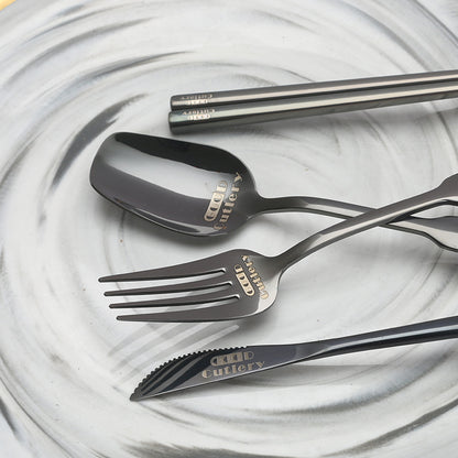 Portable 304 Stainless Steel Knife Fork Chopsticks and Spoon 4 Sets