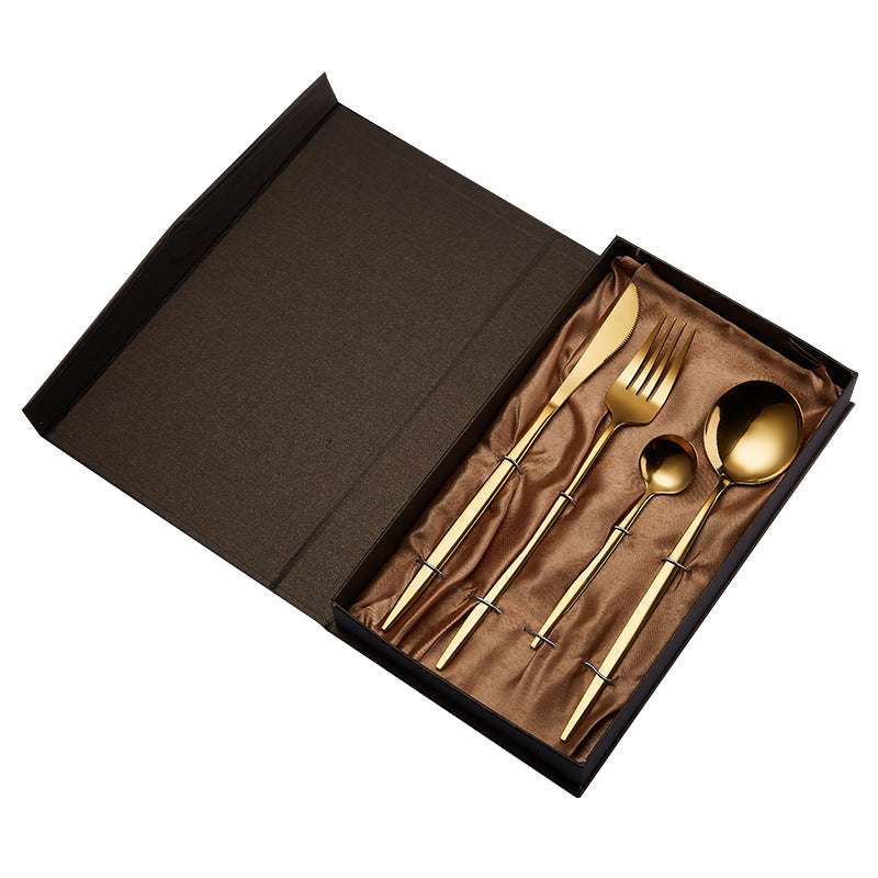 Portable Stainless Steel Knife Fork Coffee Spoon and Spoon 4 Sets Gift Box