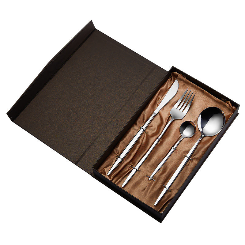 Portable Stainless Steel Knife Fork Coffee Spoon and Spoon 4 Sets Gift Box
