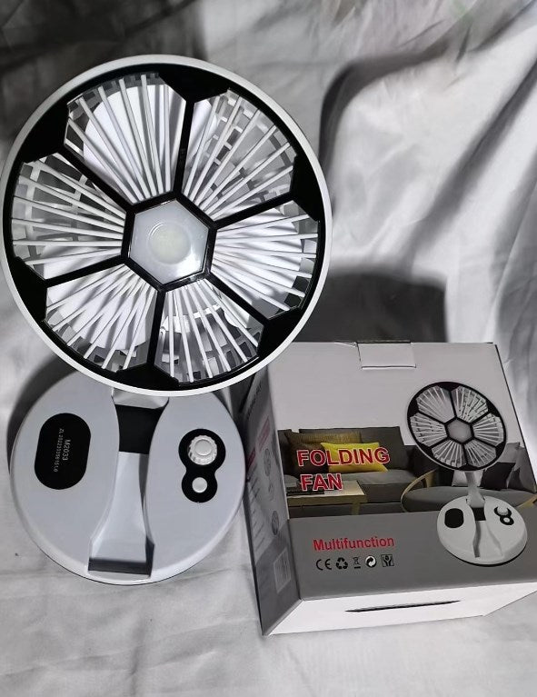 USB Folding Fan Rechargeable Outdoor Portable Travel Home Nightlight Table Fan
