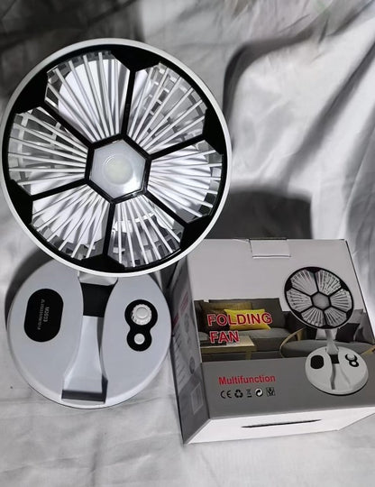 USB Folding Fan Rechargeable Outdoor Portable Travel Home Nightlight Table Fan