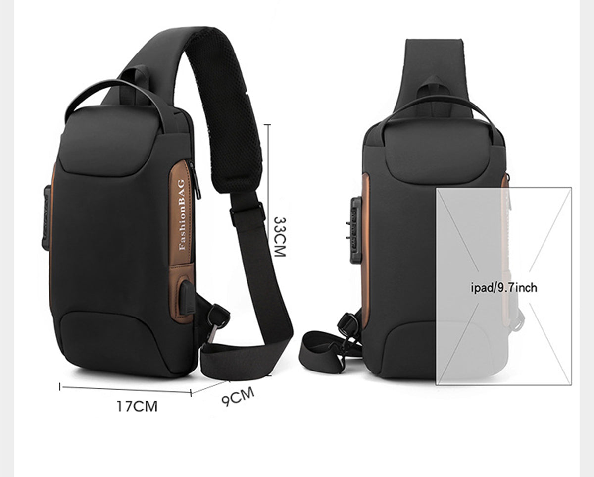 Anti theft Sling Backpack with Lock Shoulder Crossbody Backpack W/ USB Charging Port