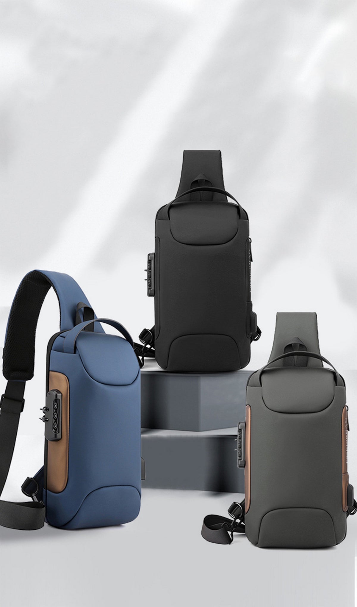 Anti theft Sling Backpack with Lock Shoulder Crossbody Backpack W/ USB Charging Port