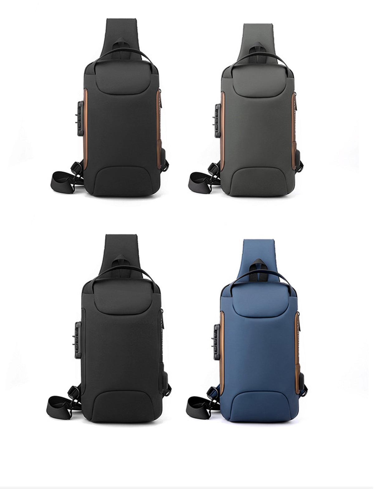 Anti theft Sling Backpack with Lock Shoulder Crossbody Backpack W/ USB Charging Port