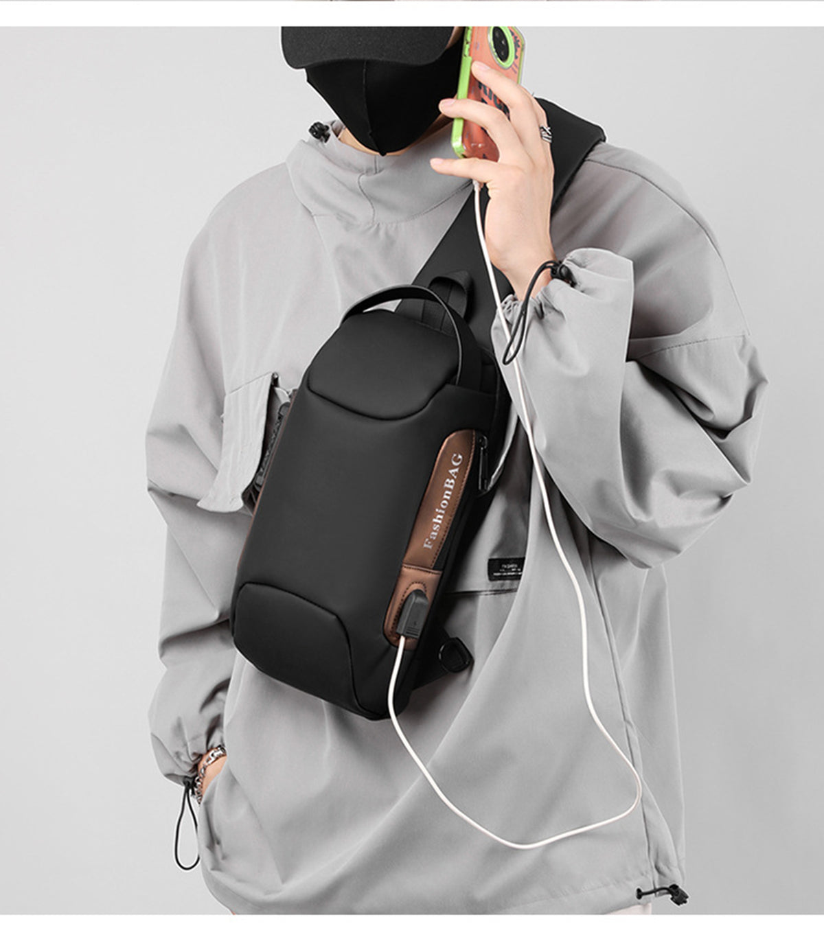 Anti theft Sling Backpack with Lock Shoulder Crossbody Backpack W/ USB Charging Port