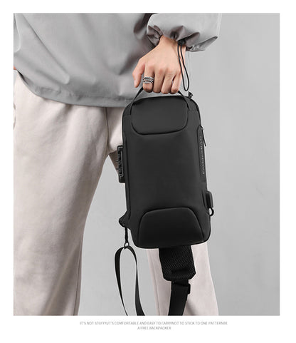 Anti theft Sling Backpack with Lock Shoulder Crossbody Backpack W/ USB Charging Port
