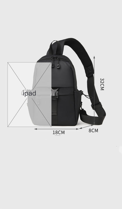 Nylon Sling Backpack Water Resistant Shoulder Chest Crossbody With Both Sides Pocket