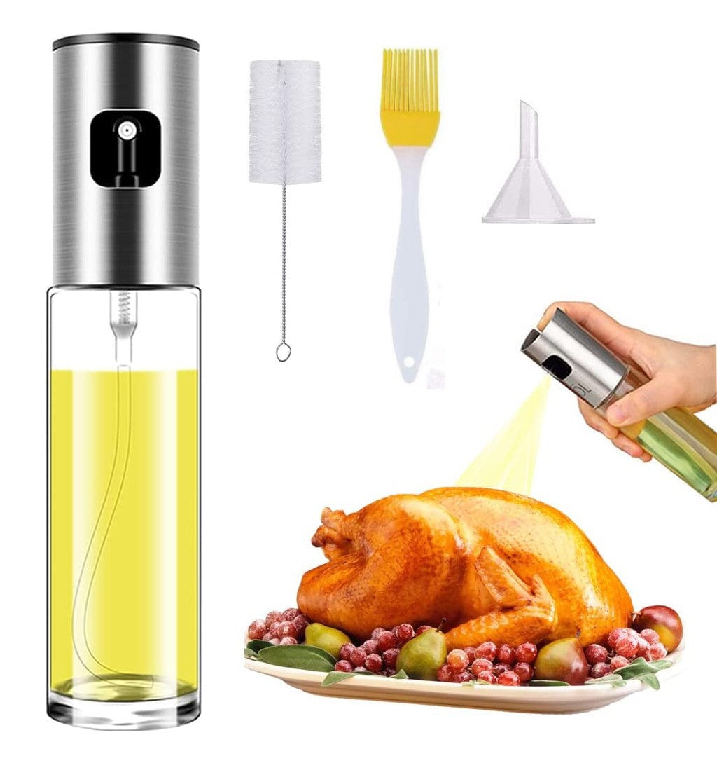 100ml Kitchen Dining Room Spray Bottle Oiler Oilcan W/ 2 Brush And Funnel