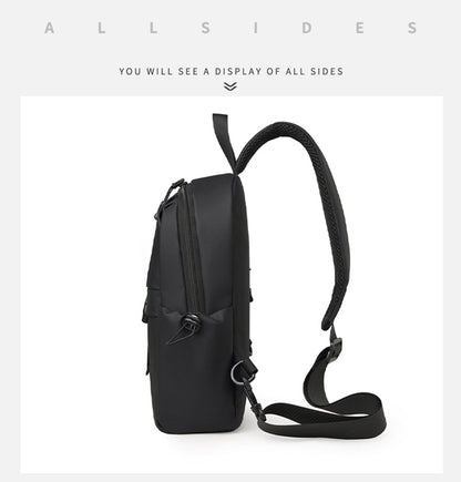 Nylon Sling Backpack Water Resistant Shoulder Chest Crossbody With Both Sides Pocket