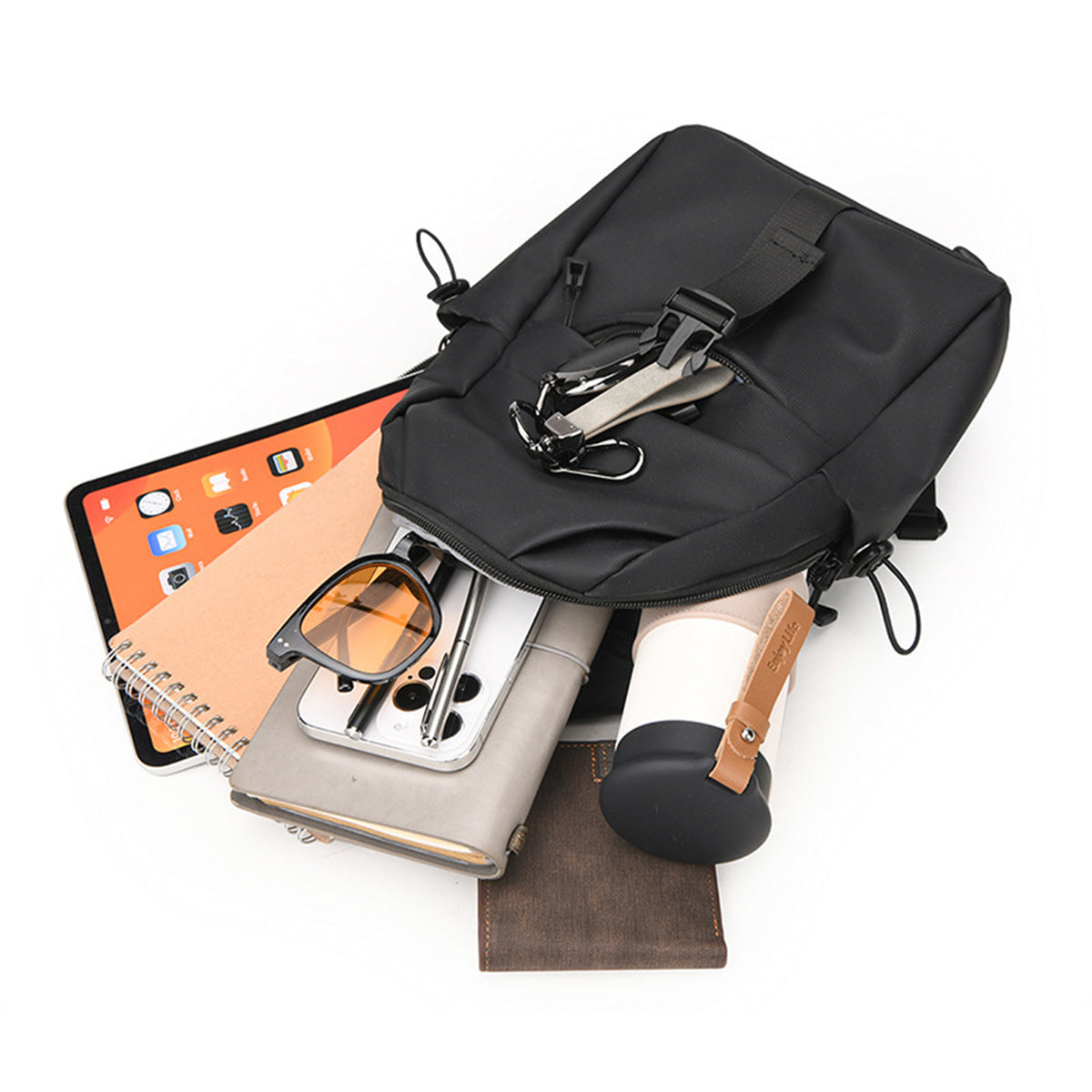 Nylon Sling Backpack Water Resistant Shoulder Chest Crossbody With Both Sides Pocket