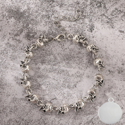 Punk Style Men Retro Bracelet Skull Charm