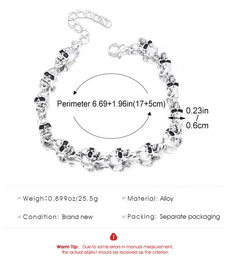 Punk Style Men Retro Bracelet Skull Charm