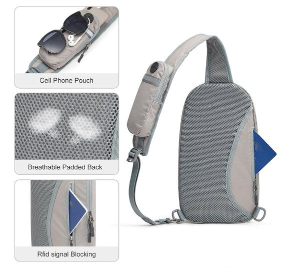 Crossbody Backpack with Front Pocket Hiking Daypack Chest Bag for Women Men