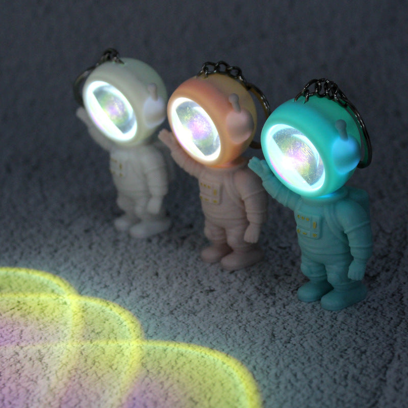 LED Sunset Light Astronaut Keychain Phone Pendant Bag Keyring Bag Pendant Charm Accessories
