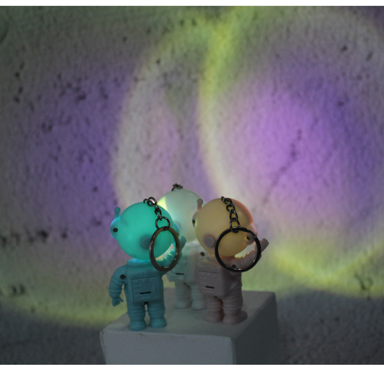 LED Sunset Light Astronaut Keychain Phone Pendant Bag Keyring Bag Pendant Charm Accessories
