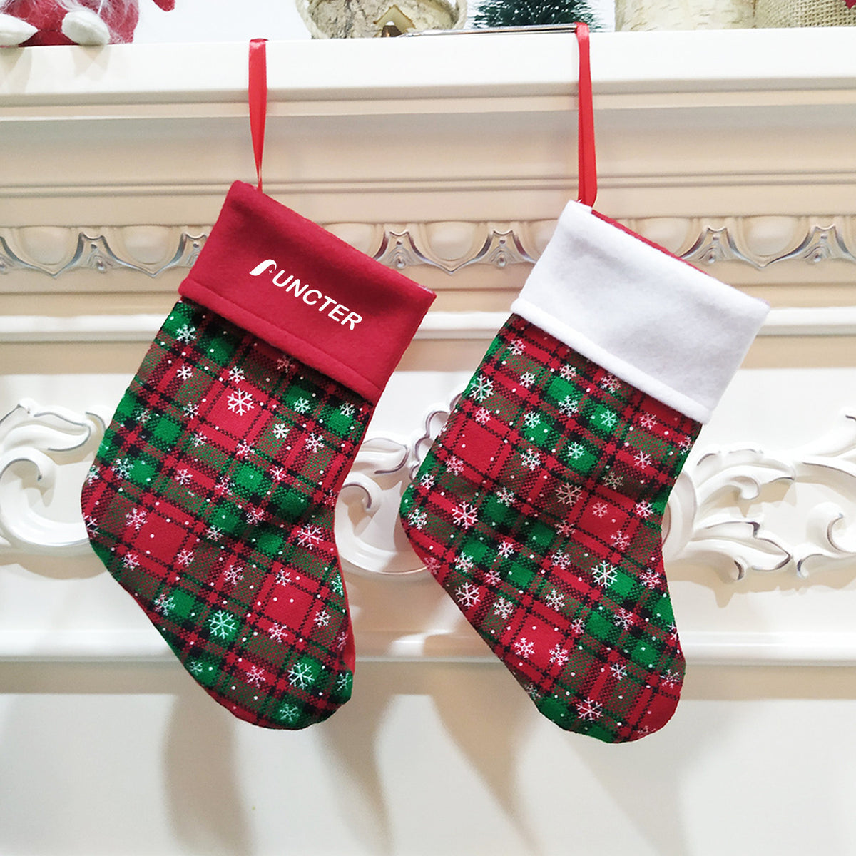 9" Christmas Mini Stockings Plaid Snowflake Christmas Stockings Christmas Hanging
