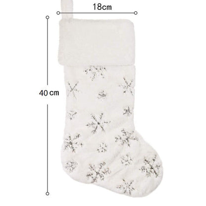 White Christmas Stockings Christmas Stockings with Silver & Gold Sequin Snowflakes