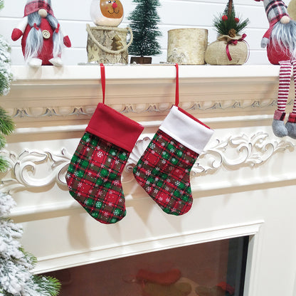 9" Christmas Mini Stockings Plaid Snowflake Christmas Stockings Christmas Hanging