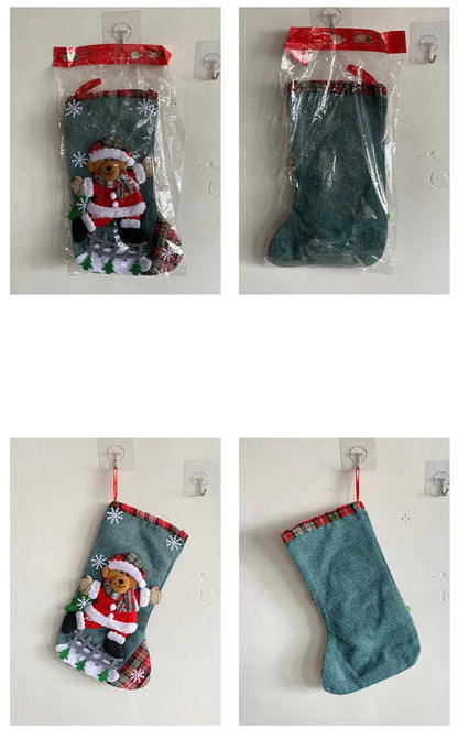 Christmas Stockings with Santa Snowman, Xmas Ornaments for Fireplace Tree Hanging