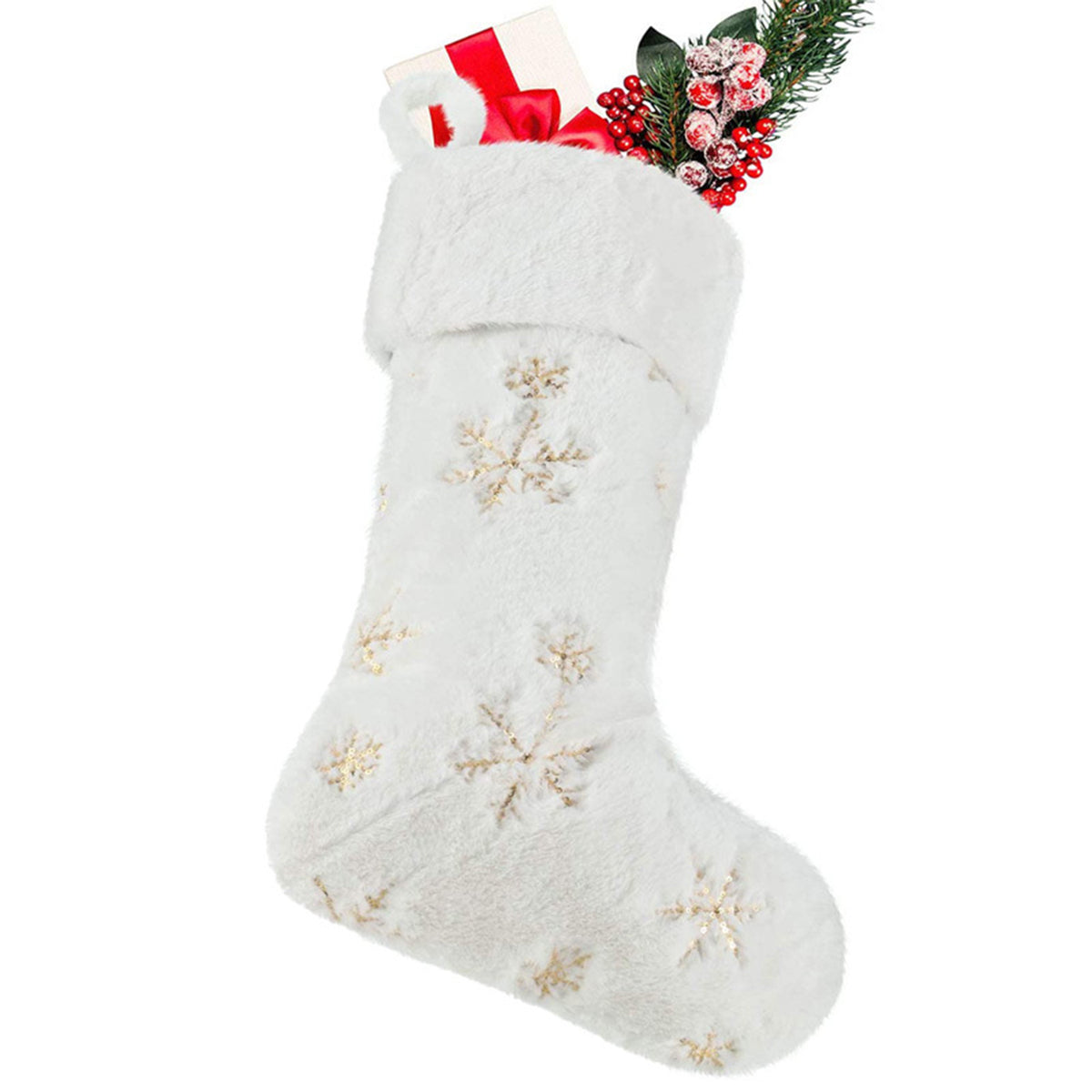 White Christmas Stockings Christmas Stockings with Silver & Gold Sequin Snowflakes