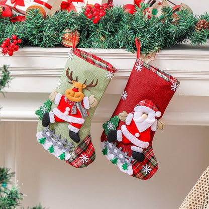 Christmas Stockings with Santa Snowman, Xmas Ornaments for Fireplace Tree Hanging