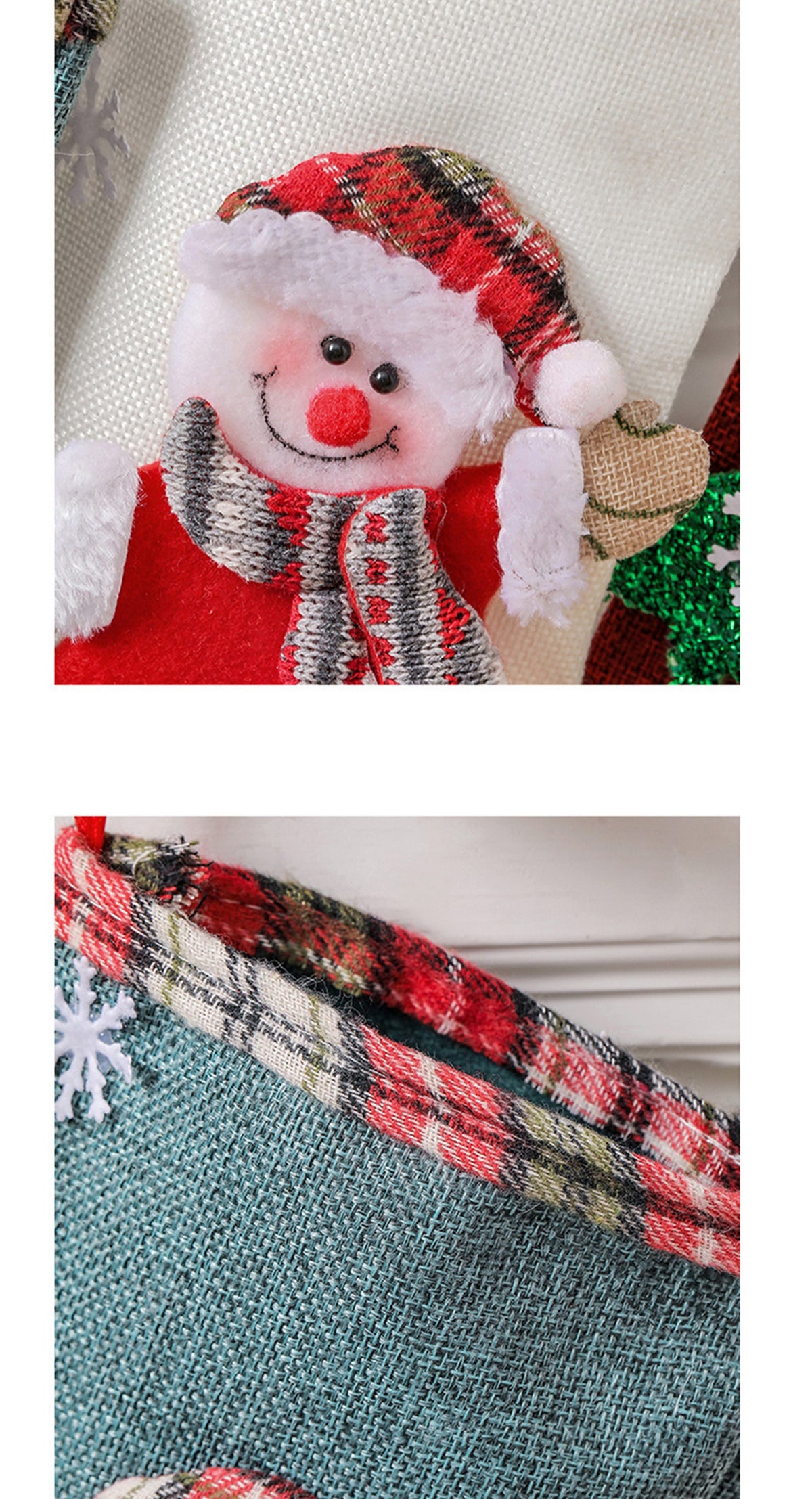 Christmas Stockings with Santa Snowman, Xmas Ornaments for Fireplace Tree Hanging