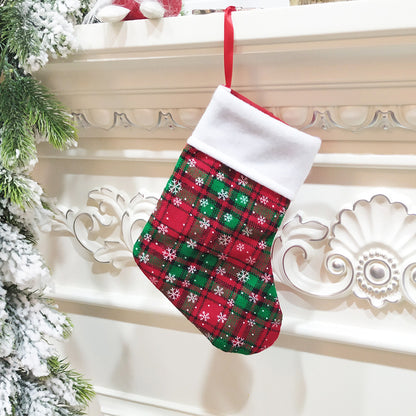 9" Christmas Mini Stockings Plaid Snowflake Christmas Stockings Christmas Hanging