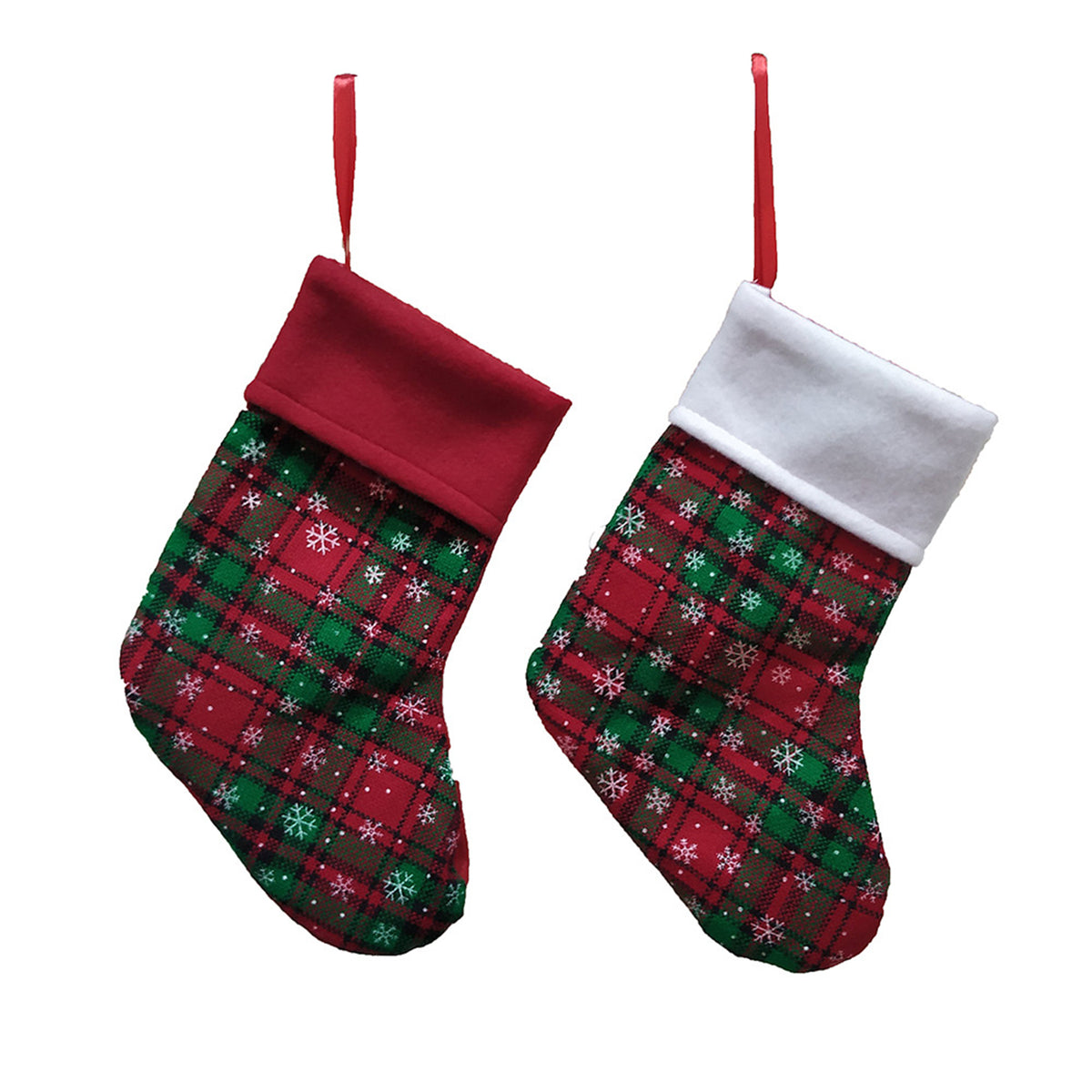 9" Christmas Mini Stockings Plaid Snowflake Christmas Stockings Christmas Hanging
