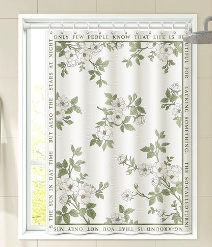 Custom Pattern Waterproof Fabric Soft Hotel Quality Cloth Shower Liner/12 Shower Curtain Hooks