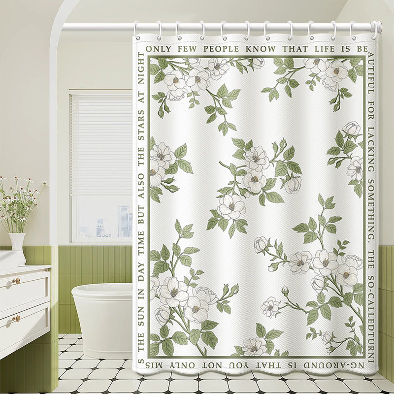 Custom Pattern Waterproof Fabric Soft Hotel Quality Cloth Shower Liner/12 Shower Curtain Hooks