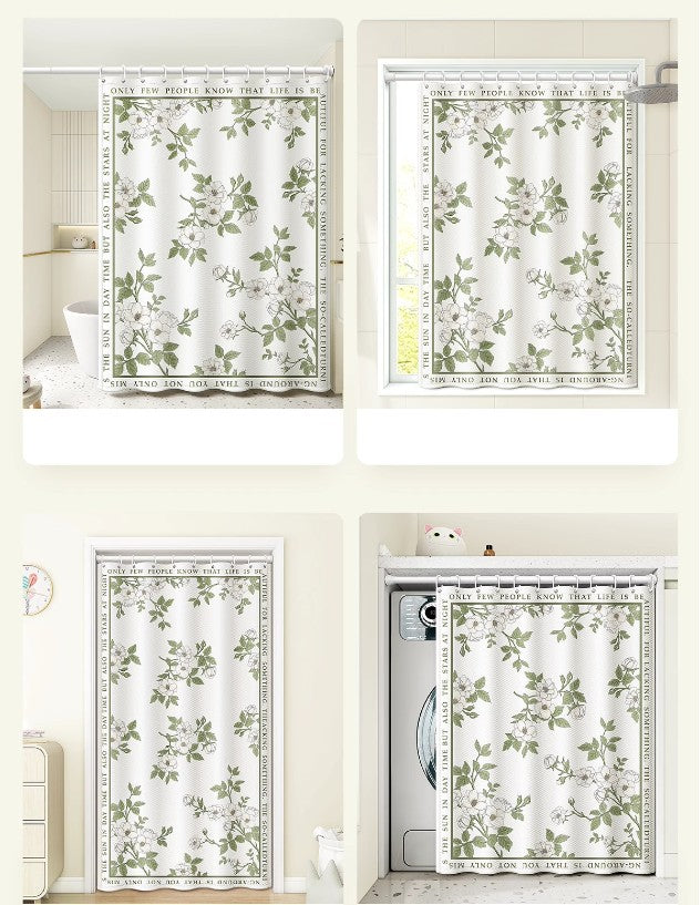 Custom Pattern Waterproof Fabric Soft Hotel Quality Cloth Shower Liner/12 Shower Curtain Hooks